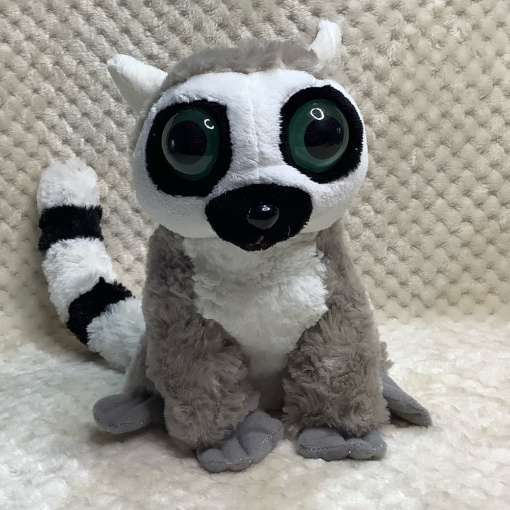 Wild Republic Gray and White Ring Tailed Lemur With Glow Eyes Stuffed Animal Toy